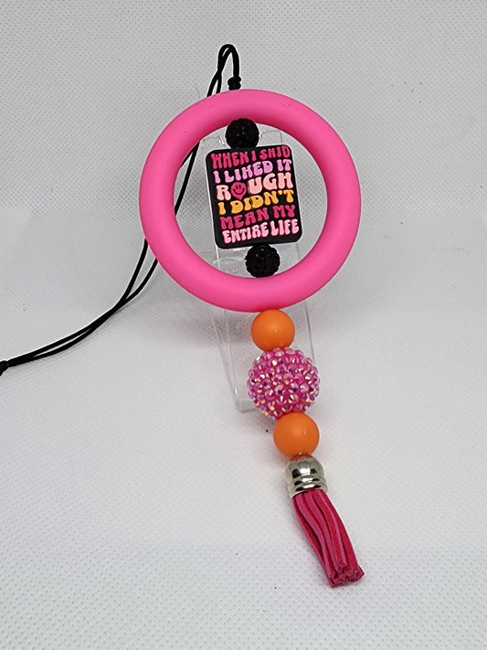 Rough Life Pink Car Charm