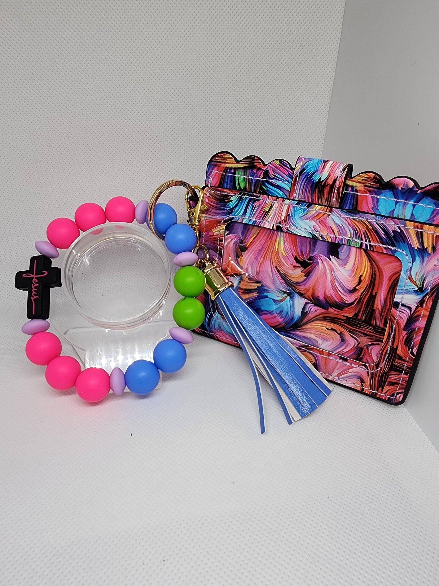 Multicolor Swirl Wristlet with Wallet