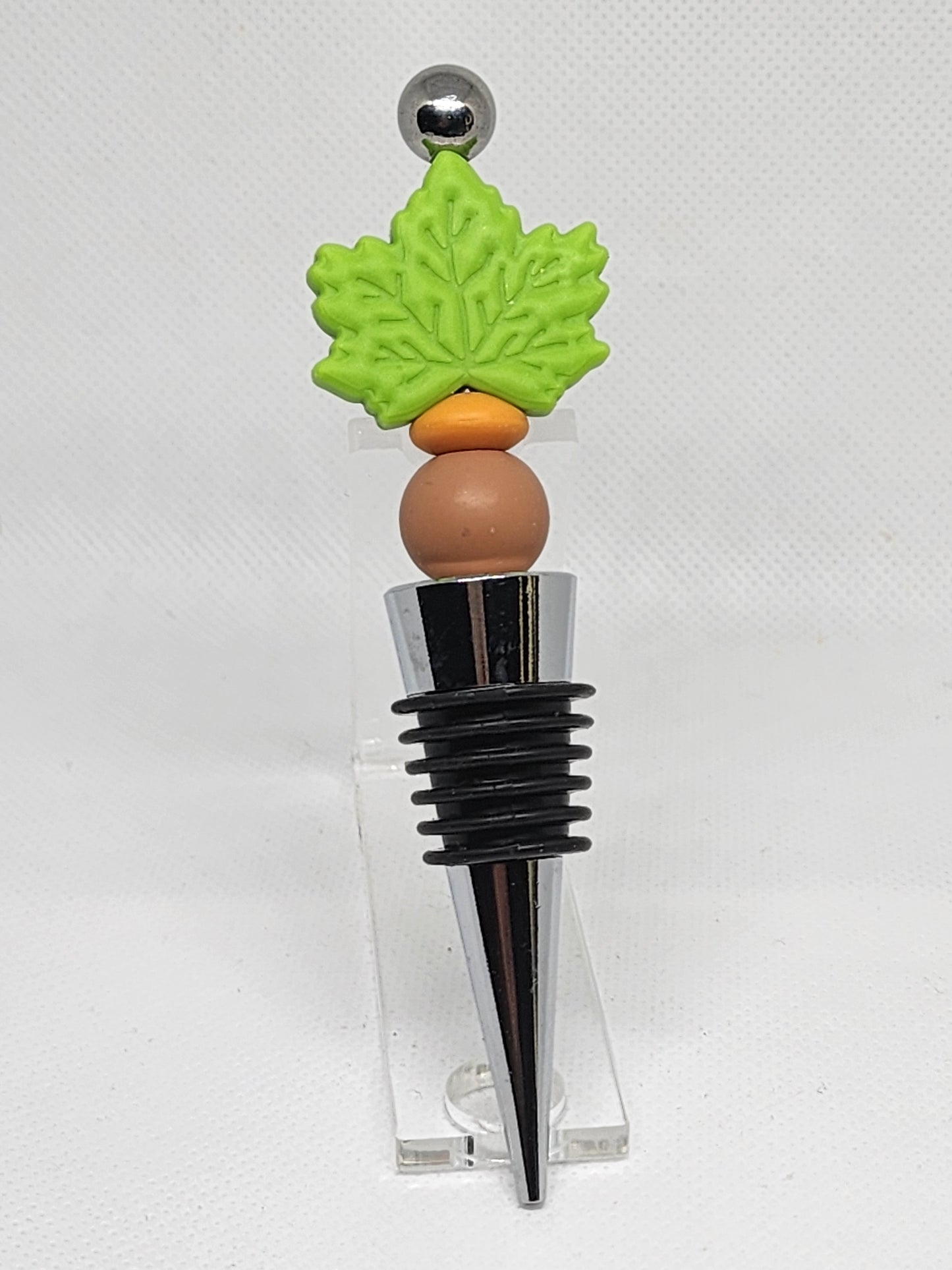 Autumn Leaf Green Wine Bottle Stopper