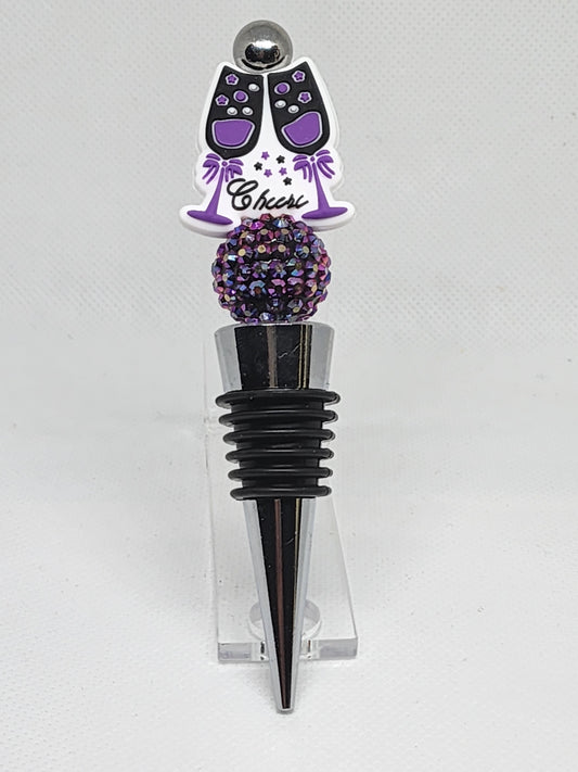 Purple Cheers Wine Bottle Stopper