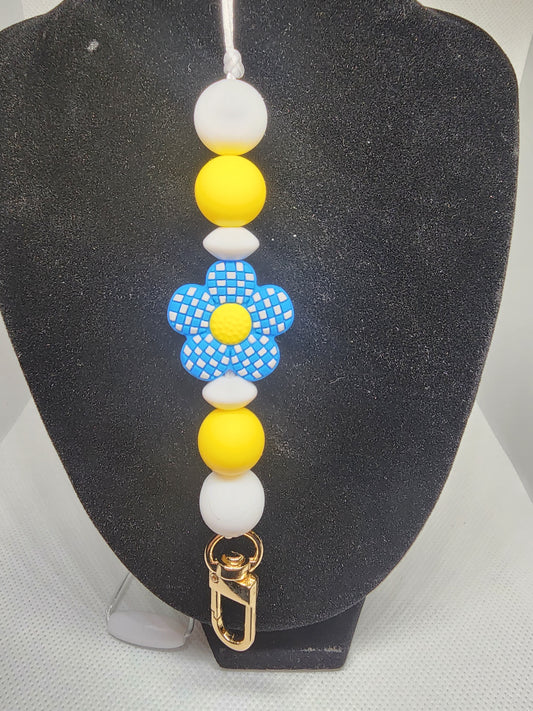 Blue Dot Flower Lanyard